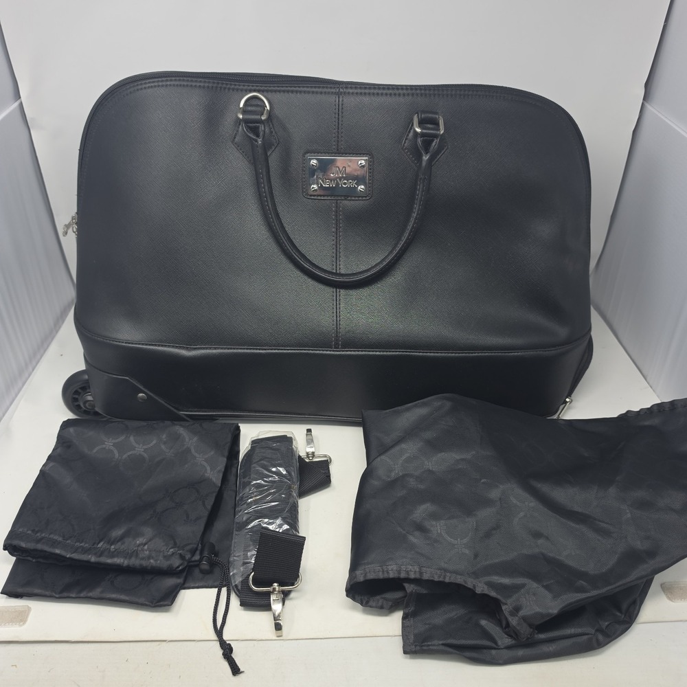 JM New York - Tote Travel Bag - Double Handle & Retractable Handle - Black